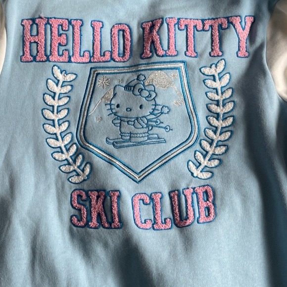Hello Kitty Ski Club Varsity Jacket Blue White Pink Embroidered Full Snap L - Picture 7 of 7
